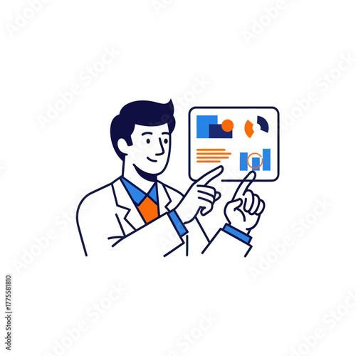 Professional man analyzing data on interactive screen business presentation financial report graph analysis digital technology concept