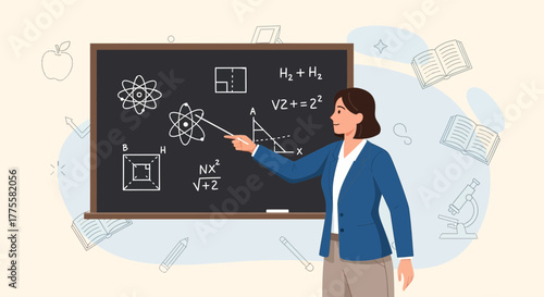 Inspiring Educator Explaining Science and Mathematics Concepts with Educational Elements