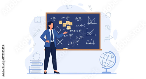 Woman Educator Explaining Complex Mathematical Concepts In A Classroom Setting
