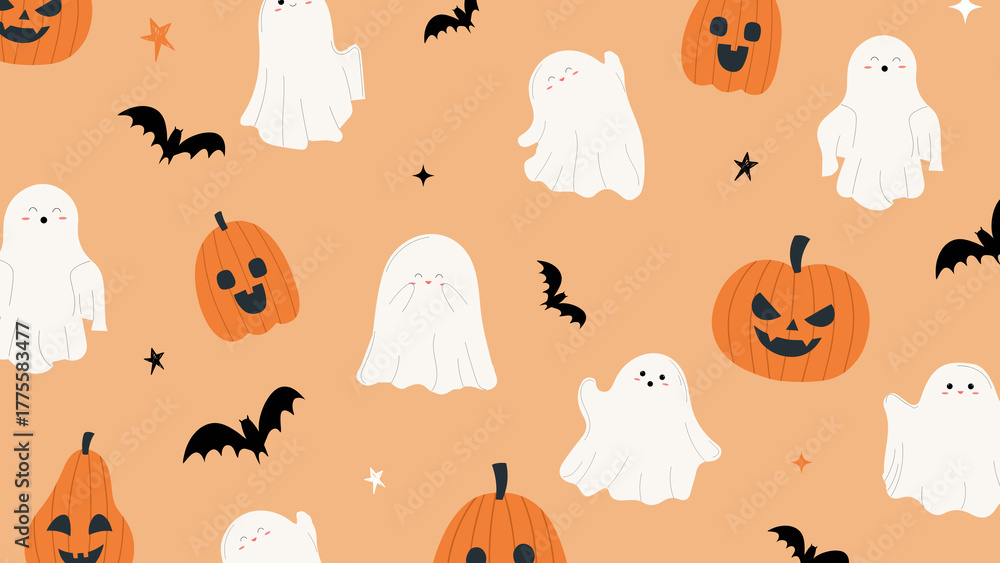 Naklejka premium halloween seamless background