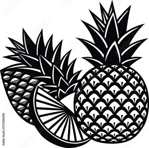 juicy-pineapple-slices-vector-on-white-background.eps
