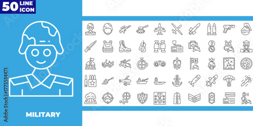 Militari line icon pack