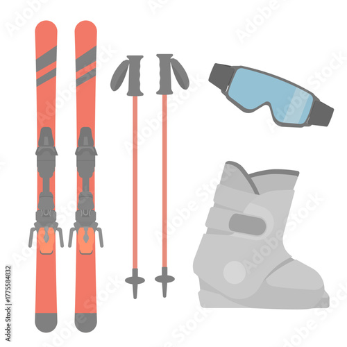 スキー用具のイラスト