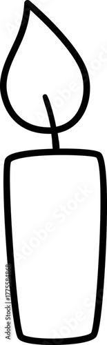 Vector black and white Christmas candle. Cute winter candlestick illustration isolated on white background. Funny cartoon New Year holiday line icon, coloring page