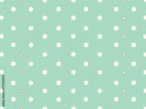 Soft mint green background with a subtle white polka dot pattern