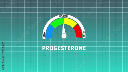 Progesterone Level Gauge Showing Normal Reading on Blue Grid Background hormone meter