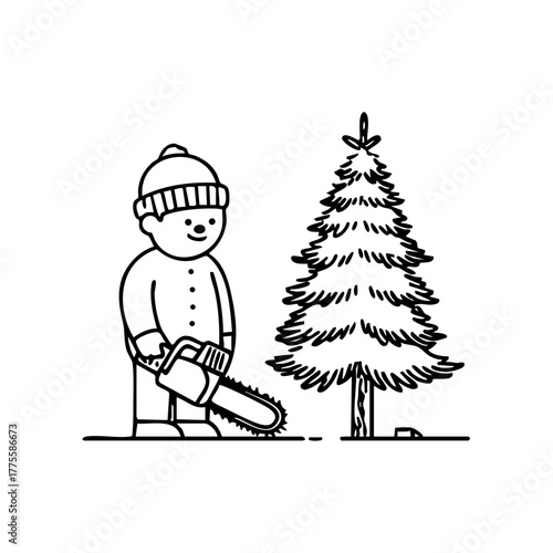 Man selecting a Christmas tree at a lot, symbolizing festive preparation, family tradition, and holiday spirit.