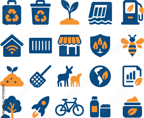 Eco Suitcase Graphic: Sustainable Travel Icon for Green Initiatives and Environmental Awareness