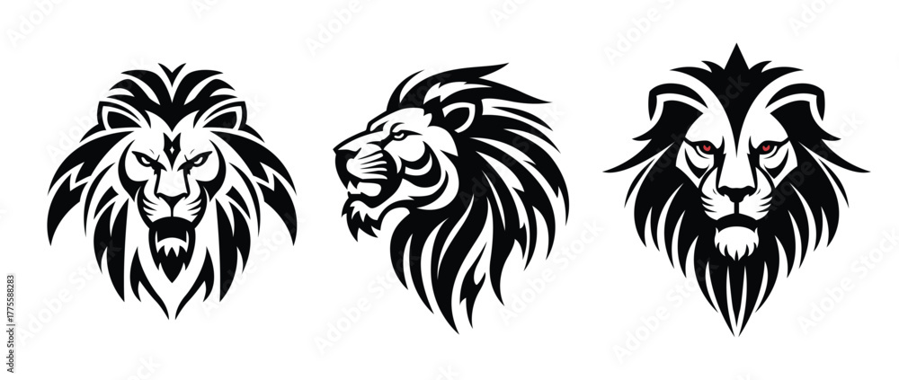 Obraz premium set of lion face logos 
