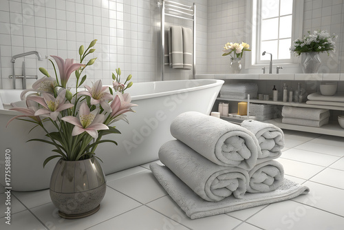 Modern Bathroom with flowers