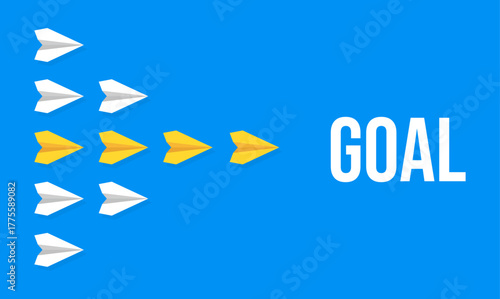 Paper planes flying towards a goal, symbolizing progress, focus, and the achievement of objectives