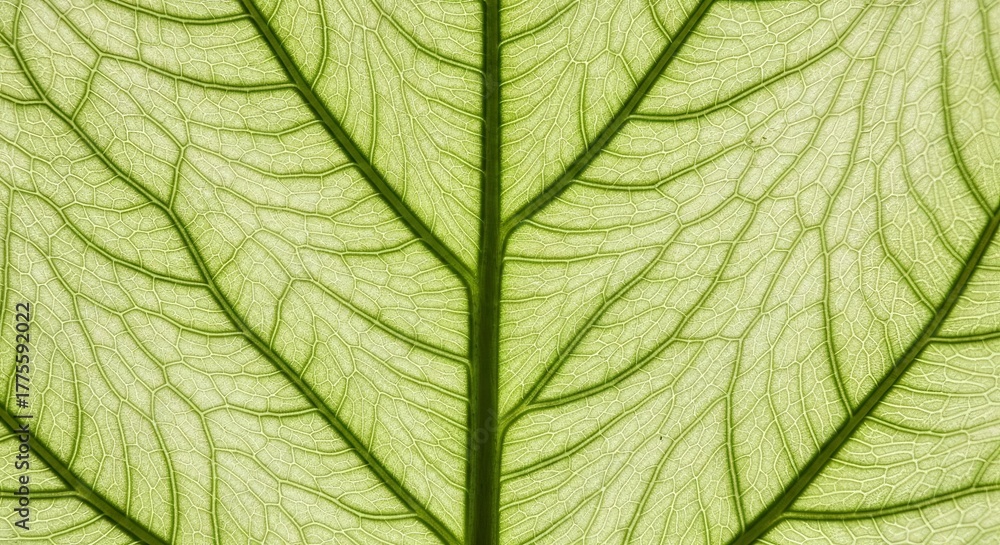 Obraz premium Detailed View Reflecting The Intricate Vascular Network of A Green Leaf