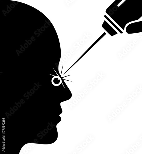 Laser dermatology icons set in black and blue colors on white background
