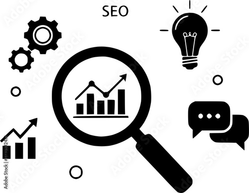 Business modeling icons set in black and blue colors on white background
