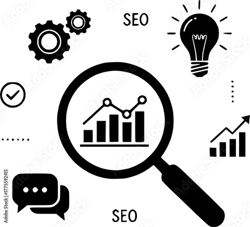 Business modeling icons set in black and blue colors on white background
