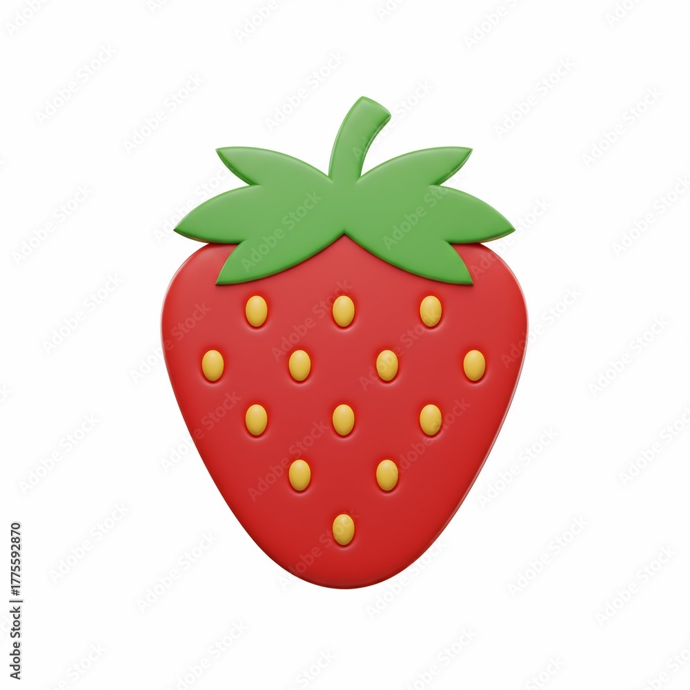 Obraz premium A bright red 3D strawberry icon