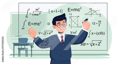 A Professor Explaining Complex Mathematical Theories And Equations On The Screen