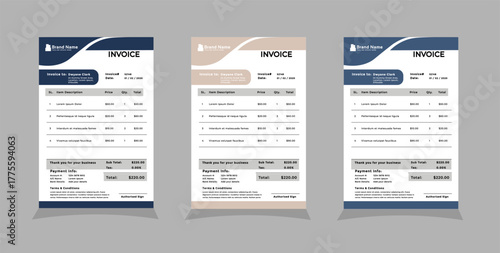 Three-color variation creative invoice template design