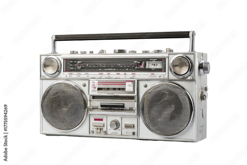 Obraz premium Vintage white boombox, showing age