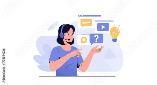 Customer Support Advisor Providing Assistance And Innovative Communication Solutions Offering