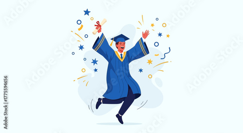 Graduation Celebration: A Joyous Graduate Celebrating With Cap And Gown