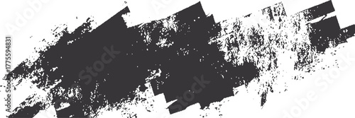 Black ink smudge texture for artistic overlay and typography design. Rough ink splash and paint stroke background for grunge compositions. 