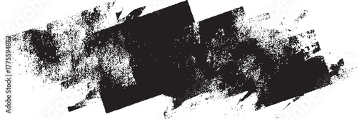 Grunge ink blot and smear texture for creative artwork. Black marker paint strokes forming grunge text box design. 