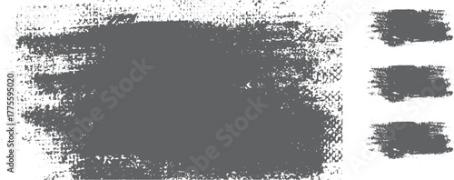 Abstract black paint splashes isolated on white background. Hand drawn ink texture with rough splatter edges. 