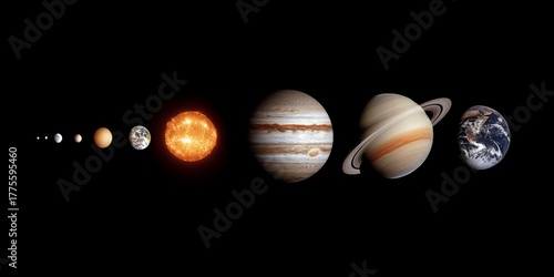 Cosmic Symphony: An awe-inspiring representation of the solar system, with planets aligned, each reflecting the silent dance of cosmic ballet, a vibrant Sun as the focal point.