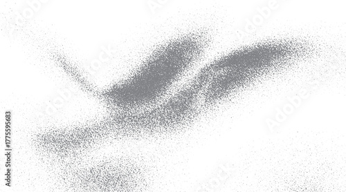 Abstract white background with subtle drape and grain texture design. Black powder explosion effect on white background with dust particles. 