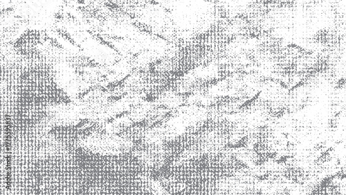 Grunge photocopy paper texture with black and white line and dot pattern. White linen canvas texture with subtle gray cotton weave background. 