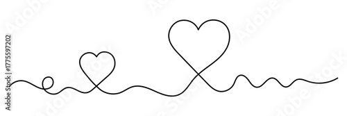 One line continuous heart icon vector illustration