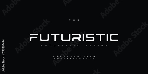 Futuristic style alphabet. Thin segment line font, minimalist type for modern futuristic logo, elegant monogram, digital device and hud graphic. Minimal style letters, vector typography design.	
