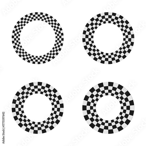 circle shape with checkered pattern vector illustration isolated on white background.