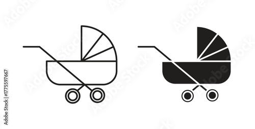 Baby carriage icon. filled flat sign for mobile concept and web design