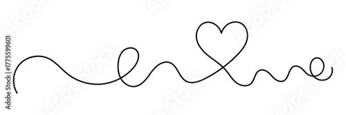 Heart icon continuous one line drawing outline vector illustration