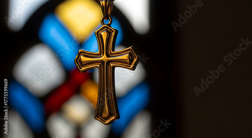 Gold cross pendant necklace christianity symbol faith