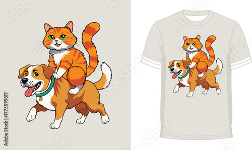 Cat And Dog Animals T-Shirts Design