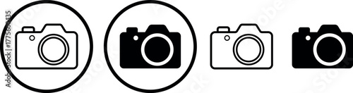 Camera icon set black and white photography symbol design