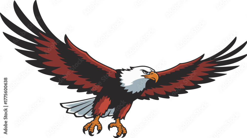 Fototapeta premium Bald eagle with wings spread