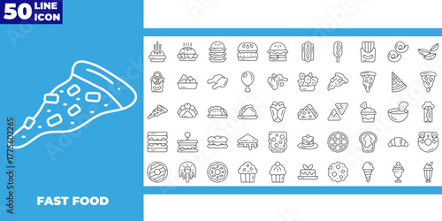Fast Food line icon pack