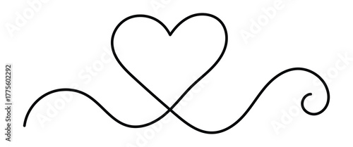 Heart line. Hearts continuous one line drawing. Hand drawn art icon. Hand draw hearth sketch. Wedding black line isolated on white background. Vector illustration