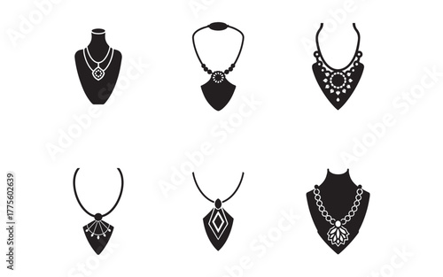 Elegant Necklace Collection on White Background Jewelry Designs for Women Fashion Accessories and Stylish Adornments