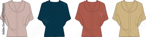 Assorted Hooded Women's Tops Fashionable and Versatile Apparel in Various Colors