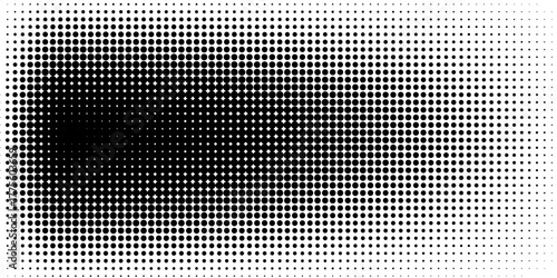 Set of halftone dots gradient pattern texture isolated on white background. Straight dotted spots using halftone circle dot raster texture. Vector blot half tone collection.