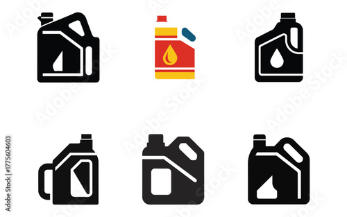 Motor Oil Containers Vector Illustration Collection Representing Automotive Maintenance and Engine Lubrication