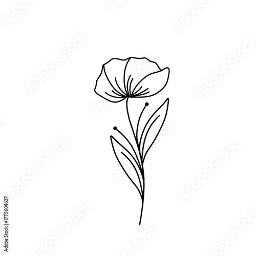 Minimalist line art flower illustration. Minimalist flower illustration. Flower vector illustration. Beautiful flower design
