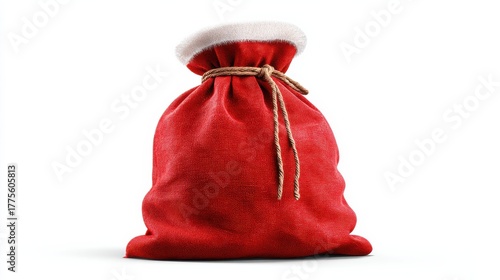 santa bag sack sachel fullof gift isolated on white background png ai generated