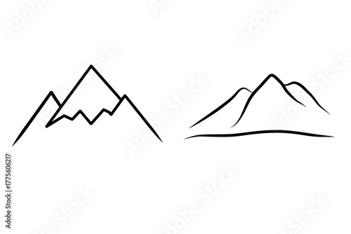 Mountain Landscape with Minimal Line Art Style