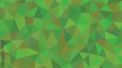 Abstract geometric background of green triangles and polygons in low poly style